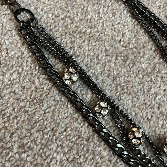 Premier Designs “All Decked Out” Hematite Multi Strand Necklace NEW - Picture 4 of 8